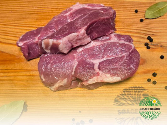 Pork shoulder chops from forest-raised pigs