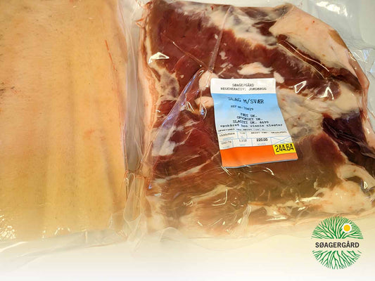 Pork belly with skin from forest-raised pigs