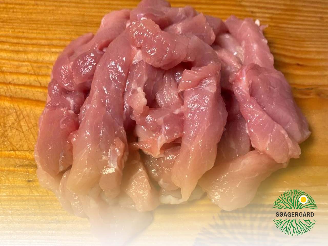 Stir fry strips from forest-raised pigs
